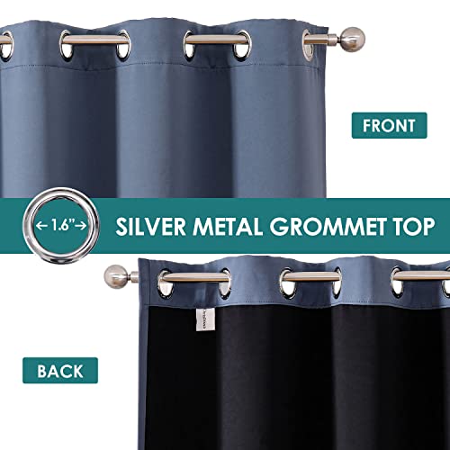 100% Blackout Curtains for Bedroom 84 Inches Long 2 Panels Set (60"W x 84"L (Pack of 2) / Stone Blue)