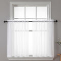 White Sheer Curtains 30 inch Length 2 Panels (White / 42"W x 30"L (Pack of 2))