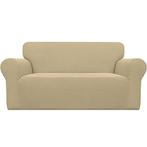 Stretch Loveseat Couch Covers Washable Beige (Medium Loveseat / Beige)
