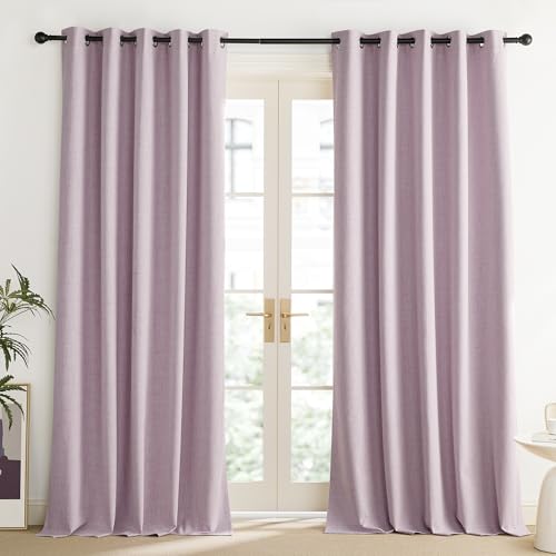 Pink Vintage Linen 100% Blackout Curtains for Living Room (62"W x 102"L (Pack of 2) / Pink)