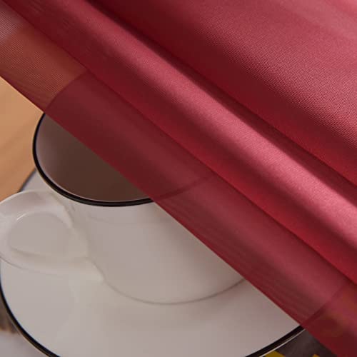 Basic Rod Pocket Sheer Voile Window Curtain Panels Burgundy 1 Pair 2 Panels 52 Width 84 Inch Long for Kitchen Bedroom Children Living Room Yard (Burgundy / 52"W x 84"L (Pack of 2))
