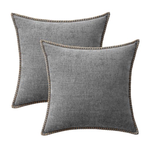 Decorative Couch Throw Pillow Covers 18x18 Inch Dark Gray 2 Pack (Dark Gray / 18" x 18" (Pack of 2))