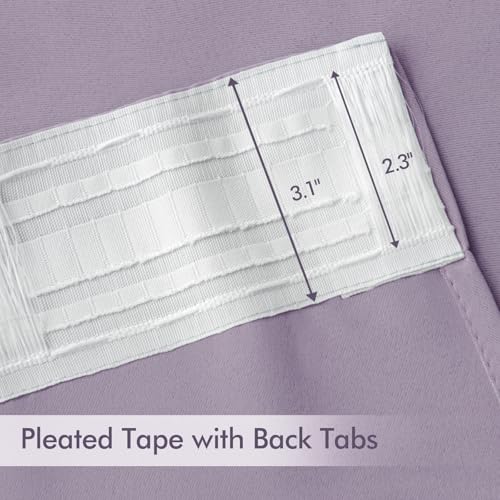 Lilac Back Tab Blackout Curtains 52x120 Inch Long 2 Panels Set (Lilac / 52"W x 120"L (Pack of 2))