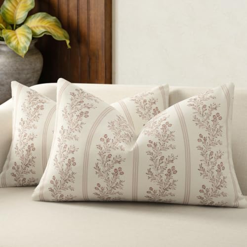 Vintage Throw Pillow Covers 12x20 Set of 2 (Blush Bloom / 20" x 12" (Pack of 2))