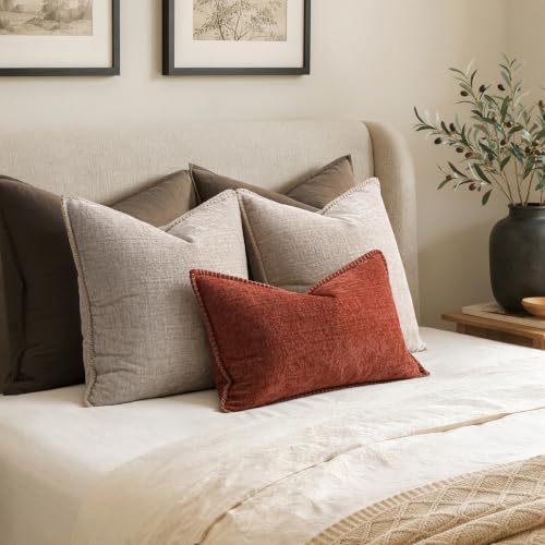 Decorative Couch Throw Pillow Covers 18x18 Inch Taupe 2 Pack (Taupe / 18" x 18" (Pack of 2))