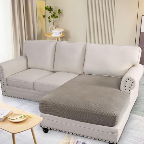 Super Stretch Individual Chaise Cover Sectional Couch Covers for L Shaped Sofa Both Left (Taupe / Chaise Cover)
