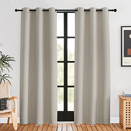 Blackout Curtains for Bedroom (Natural / 42"W x 80"L (Pack of 2))