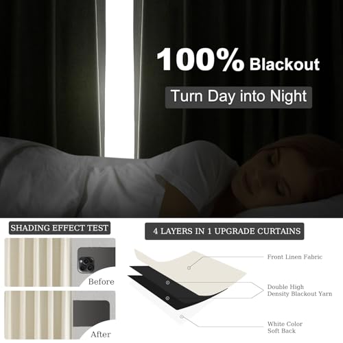 100 Inch Long Ivory White Black Out Custom Drapery Panels (Cream / 52"W x 100"L (Pack of 2))