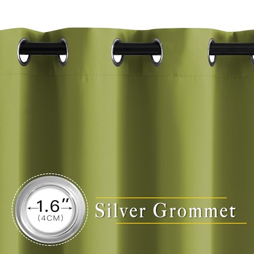 Room Darkening Curtains and Drapes for Window 95" L (Fresh Green / 80"W x 95"L (Pack of 2))