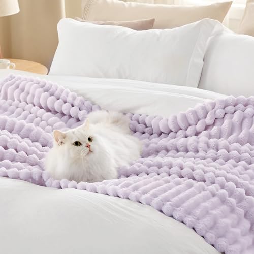 Soft King Size Blankets for Bed Lavender Fog 108"x90" (Lavender Fog / King)