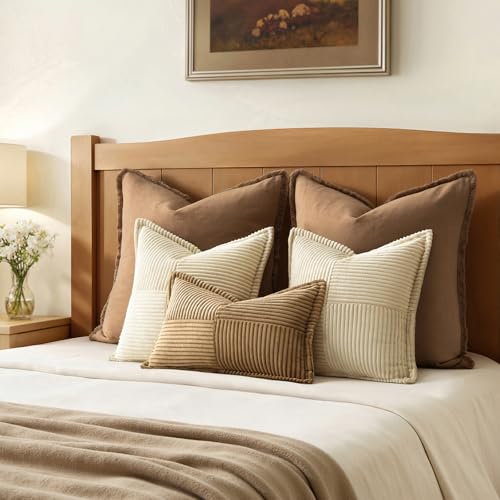 Decorative Throw Pillow Covers for Couch 20x20 Inch Cream 2 Pack (Cream / 20" x 20" (Pack of 2))
