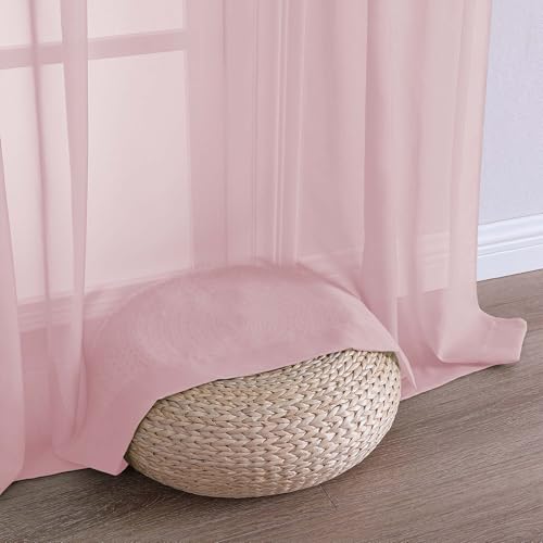 Blush Pink Sheer Curtains 96 Inches Long 2 Panels (Blush Pink / 59"W x 96"L (Pack of 2))