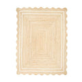 Wave Scalloped Jute Rug Entryway Natural Boho Area Rug Off (8'x8' / White)