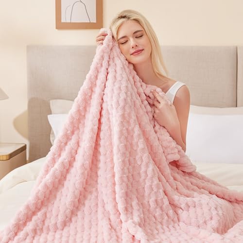 Turtle Shell Twin Size Throw Blanket Pink for Couch & Sofa (Pink / Twin)