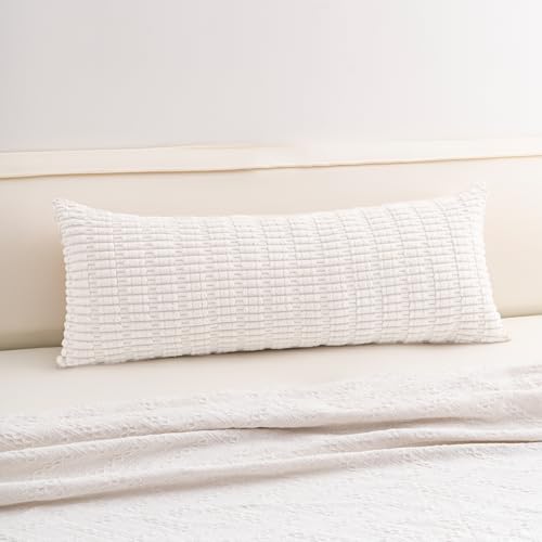 Corduroy Decorative Throw Pillow Covers 14x36 InchSoft Striped Pillow Covers Modern Farmhouse Home Decor for Sofa Living Room Couch Bed（White） (White / 36" x 14" (Pack of 1))