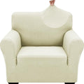 1 Piece Jacquard Chair Slipcovers for Living Room High Stretch Chair Covers with Arms Anti Slip Pets Friendly Couch Sofa Armchair Cover Furniture Protector (Small (31"-46") / New Pattern Light Beige)