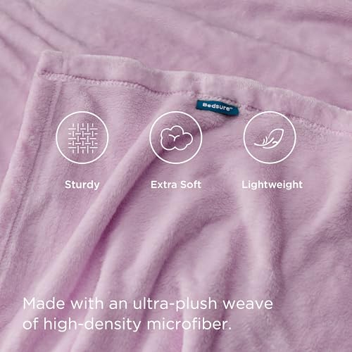 Fleece Blanket Throw Blanket (Light Purple / Throw (50" X 60"))