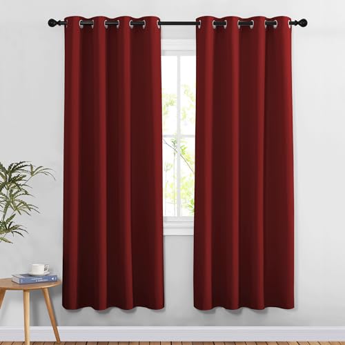 Blackout Curtains for Doorway 78 inches Long (Burgundy Red / 52"W x 78"L (Pack of 2))