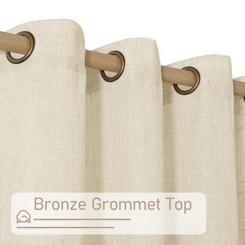 63 Inch Length Beige Linen Curtains for Bedroom 2 Panels Set (34"W x 63"L (Pack of 2) / Beige)