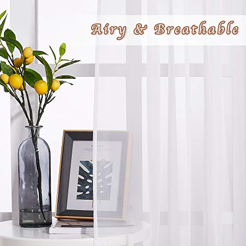 Sheer Window Curtains 96" Long for Living Room (Ivory / 70"W x 96"L (Pack of 2))