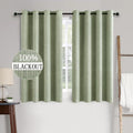 100% Blackout Linen Curtains for Bedroom 52x45 Inches Sage Green (Sage Green / 52"W x 45"L (Pack of 2))