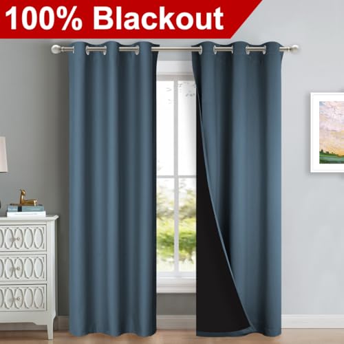 Blackout Curtains 84 inches Long (Smoky Blue / 42"W x 84"L (Pack of 2))