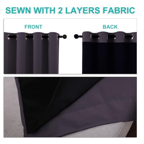 Greyish Purple Blackout Curtains for Baby Room 52" x 84" 2 Panels (Greyish Purple / 52"W x 84"L (Pack of 2))