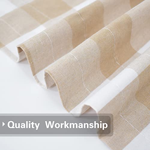 Buffalo Check Window Curtains 54 inches Long Living Room Cotton Curtain Panels Bedroom Plaid Gingham Farmhouse Decor Curtains Rod Pocket Kitchen Basement 2 Panels Beige White 52"x54" (52"W x 54"L (Pack of 2) / Beige+white)
