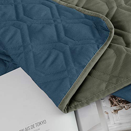 Waterproof Dog Bed Cover Pet Blanket for Furniture Bed Couch Sofa Reversible (40x50 Inch (Pack of 1) / Green+navy Blue)
