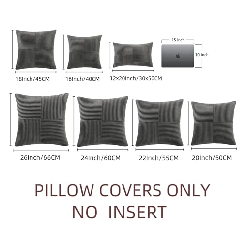 2 Packs Dark Gray Decorative Throw Pillow Covers 18x18 Inch for Living Room Couch Sofa (Dark Gray / 18" x 18" (Pack of 2))