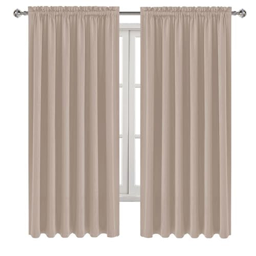 Wide Blackout Curtains for Bedroom Living Room 70 x 63 Inch Long Camel (Camel / 70"W x 63"L (Pack of 2))