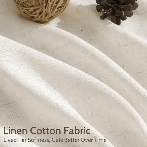 Modern Linen Curtains for Living Room 72 Inches Long Light Filtering Semi Sheer Curtain Back Tab Neutral Luxury Modern Farmhouse Decor Linen Blend Drapes for Bedroom 52x72 (52"W x 72"L (Pack of 2) / Modern Linen)