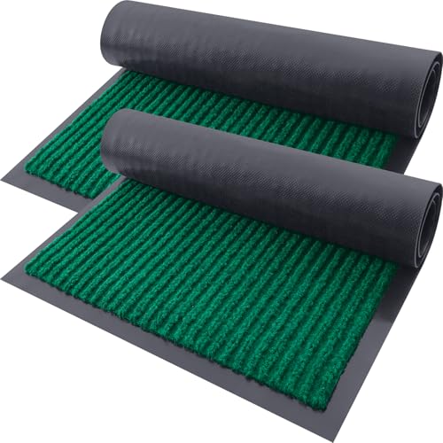 2 Pack Front Door Mats 29.5x17 (Green / 29.5" x 17")