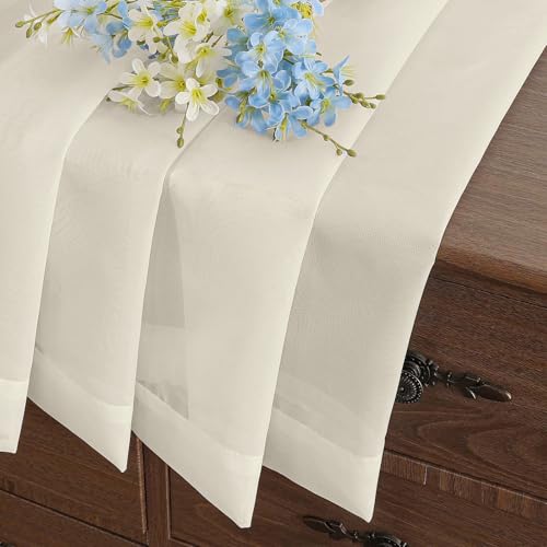 Cream Window Sheer Curtains 54 inch Length (42"W x 54"L (Pack of 2) / Cream)