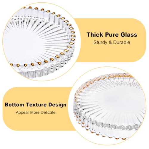Set of 5 Modern Clear Coaster (Clear With Gold Rim)