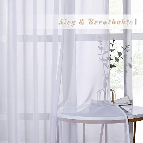 Sheer Curtains 63 inch Length (White / 37"W x 63"L (Pack of 2))