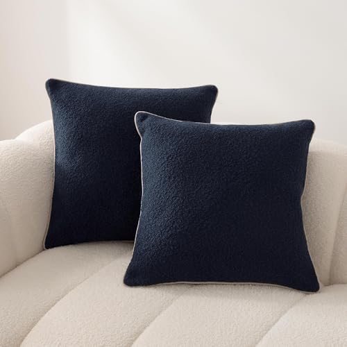 Boucle Throw Pillow Covers for Couch (Blue / 20" x 20" (Pack of 2))