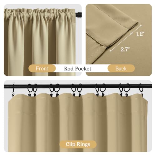 Beige Blackout Curtains 54 inch Length 2 Panels Set (Beige / 52"W x 54"L (Pack of 2))