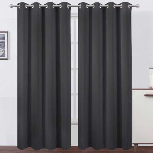 Blackout Curtains 66 x 84 inch (Dark Grey / 66"W x 84"L (Pack of 2))