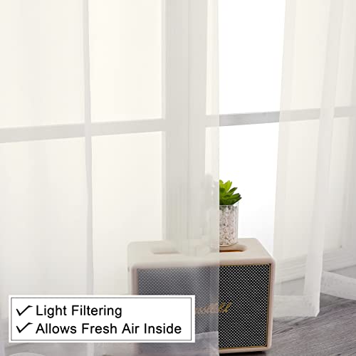 Short Sheer Curtains 54 Inches Length 2 Panels (Ivory / 40"W x 54"L (Pack of 2))