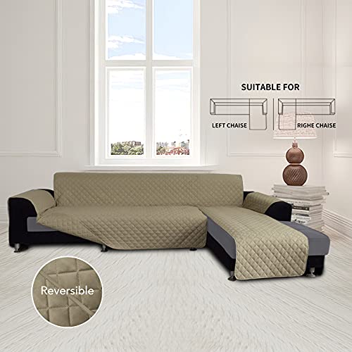 Sofa Slipcover L Shape Sofa Cover Sectional Couch Cover Furniture Protector Mat for Pets Dog Cat (X-Large / Beige/Beige)
