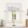 Cream Linen Kitchen Curtains 30 Inch Length for Small Windows (Cream / 25"W x 30"L (Pack of 2))