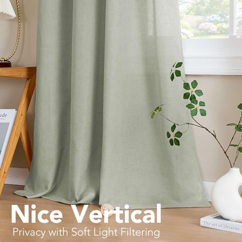 Grommet Privacy Linen Curtains (52"W x 96"L (Pack of 2) / Sage)