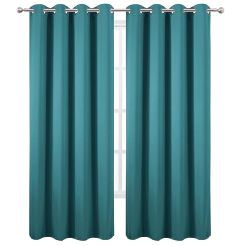 Blackout Curtains 52 x 120 Inch Long Sea Teal Curtains Set of 2 Panels Room Darkening Curtains for Bedroom and Living Room (Sea Teal / 52"W x 120"L (Pack of 2))