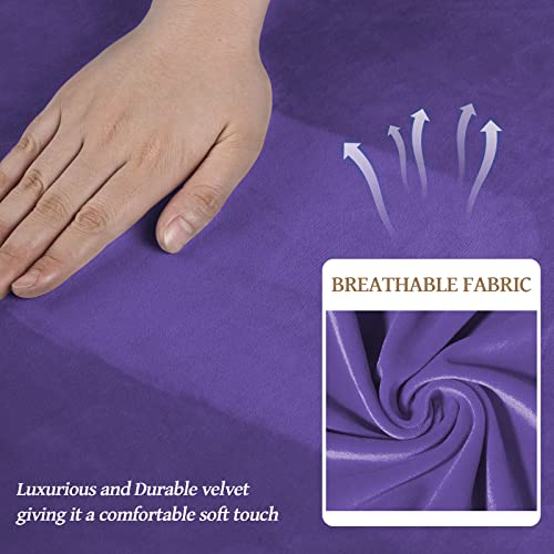 4 Pieces Couch Cover for Sofa Velvet Sofa Covers Washable (Large / Purple)