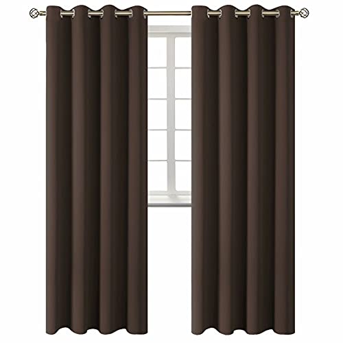 Brown Blackout Curtains for Living Room 95 Inch Long (Brown / 52"W x 95"L (Pack of 2))