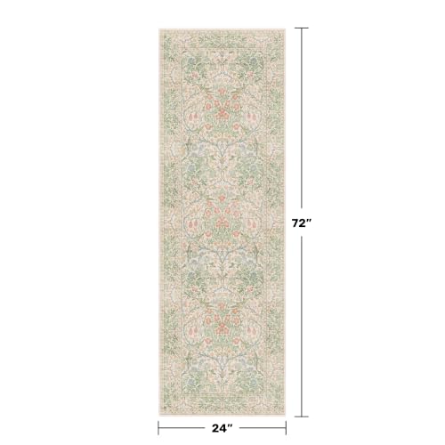 Non Slip Beige Green Bathroom Runner Rug (Garden Green / 2' x 6' (Runner))