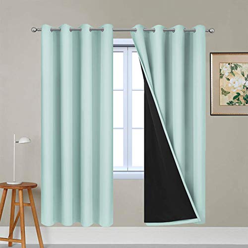 Aqua 100% Blackout Curtains 72 Inches Long for Bedroom 52" Wide (52"W x 72"L (Pack of 2) / Aqua)