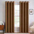 100% Blackout Linen Curtains for Bedroom 52x90 Inches Brown (Brown / 52"W x 90"L (Pack of 2))