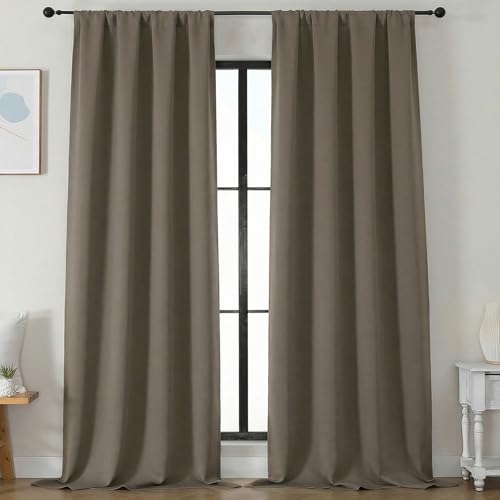 Ava Blackout Curtains for Patio 108 Inches Long 2 Panels Set (Latte / 50"W x 108"L (Pack of 2))